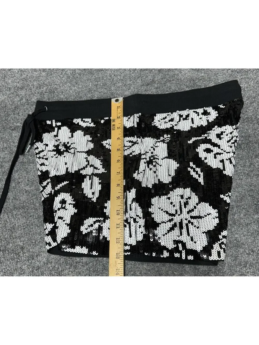 Women’s Michael Kors Black and white sequence shorts with drawstring Large